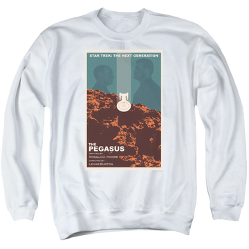 White men's crewneck sweatshirt with Star Trek The Next Generation Tng S7 Ep12 graphic