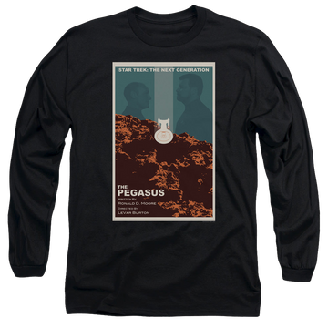 Black men's long sleeve t-shirt with Star Trek The Next Generation Tng S7 Ep12 graphic