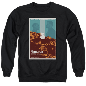 Black men's crewneck sweatshirt with Star Trek The Next Generation Tng S7 Ep12 graphic