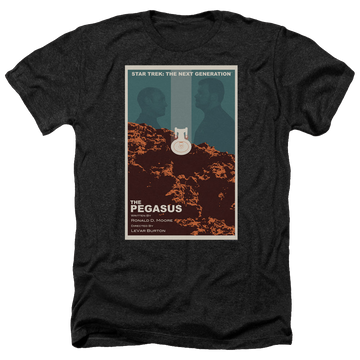 Black men's heather t-shirt with Star Trek The Next Generation Tng Season 7 Episode 12 graphic