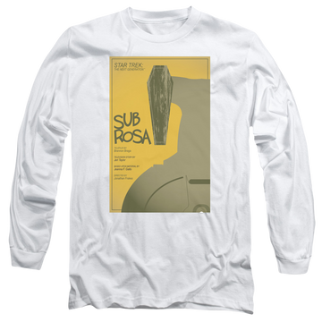 White men's long sleeve t-shirt with Star Trek The Next Generation Tng S7 Ep14 graphic