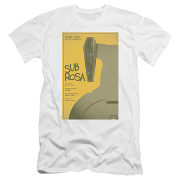 White men's premium slim fit t-shirt with Star Trek The Next Generation Tng Season 7 Episode 14 graphic