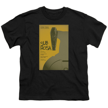 Black youth t-shirt for ages 8 to 12 with Star Trek The Next Generation Tng Season 7 Episode 14 graphic