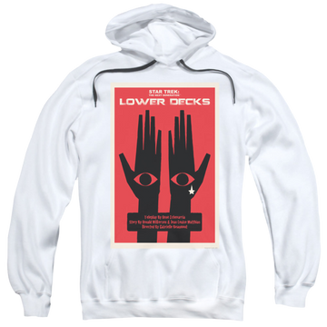 White pullover hoodie with Star Trek The Next Generation Tng Season 7 Episode 15 graphic
