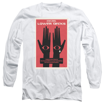White men's long sleeve t-shirt with Star Trek The Next Generation Tng S7 Ep15 graphic