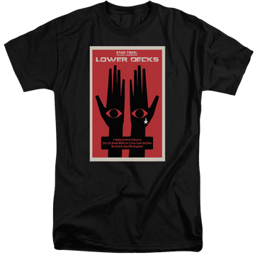 Black men's tall fit t-shirt with Star Trek The Next Generation Tng Season 7 Episode 15 graphic