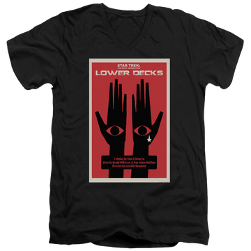 Black men's v-neck t-shirt with Star Trek The Next Generation Tng Season 7 Episode 15 graphic