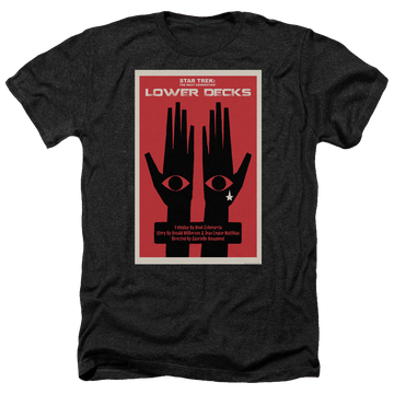 Black men's heather t-shirt with Star Trek The Next Generation Tng Season 7 Episode 15 graphic