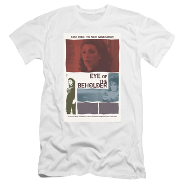 White men's premium slim fit t-shirt with Star Trek The Next Generation Tng Season 7 Episode 18 graphic