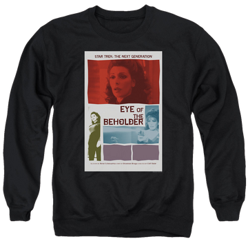 Black men's crewneck sweatshirt with Star Trek The Next Generation Tng S7 Ep18 graphic
