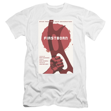 White men's premium slim fit t-shirt with Star Trek The Next Generation Tng Season 7 Episode 21 graphic