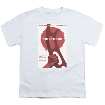 White youth t-shirt for ages 8 to 12 with Star Trek The Next Generation Tng Season 7 Episode 21 graphic