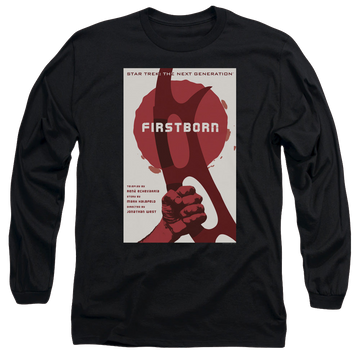 Black men's long sleeve t-shirt with Star Trek The Next Generation Tng S7 Ep21 graphic