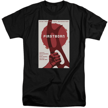 Black men's tall fit t-shirt with Star Trek The Next Generation Tng Season 7 Episode 21 graphic