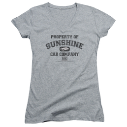 Taxi Property Of Sunshine Cab - Juniors V-Neck T-Shirt Juniors V-Neck T-Shirt Taxi   