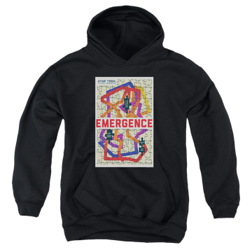 Black youth hoodie for ages 8 to 12 with Star Trek The Next Generation Tng Season 7 Episode 23 graphic