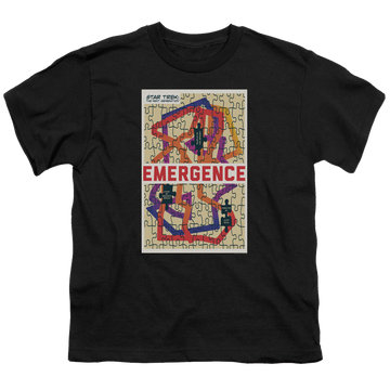 Black youth t-shirt for ages 8 to 12 with Star Trek The Next Generation Tng Season 7 Episode 23 graphic