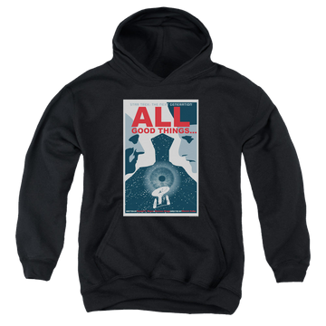 Black youth hoodie for ages 8 to 12 with Star Trek The Next Generation Tng Season 7 Episode 25 graphic