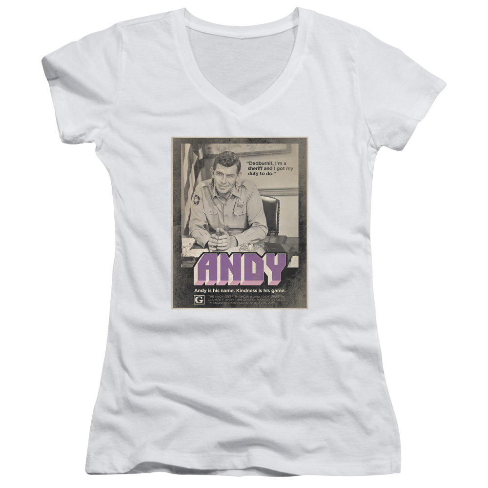 Andy Griffith Show Andy - Juniors V-Neck T-Shirt Juniors V-Neck T-Shirt Andy Griffith Show   