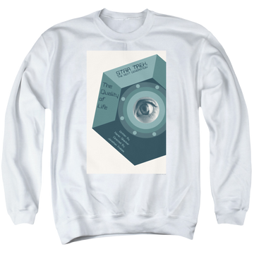 White men's crewneck sweatshirt with Star Trek The Next Generation Tng S6 Ep9 graphic