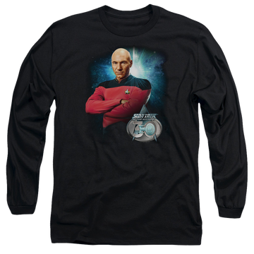Black men's long sleeve t-shirt with Star Trek Picard 30 graphic
