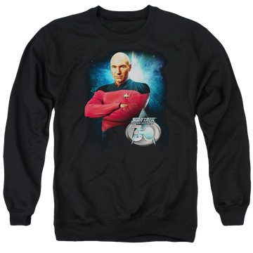 Black men's crewneck sweatshirt with Star Trek Picard 30 graphic