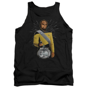 Black men's tank with Star Trek Worf 30 graphic