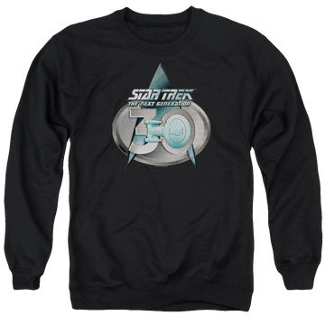 Black men's crewneck sweatshirt with Star Trek Tng 30 Logo graphic