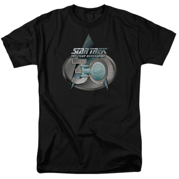 Black men's regular fit t-shirt with Star Trek Tng 30 Logo graphic