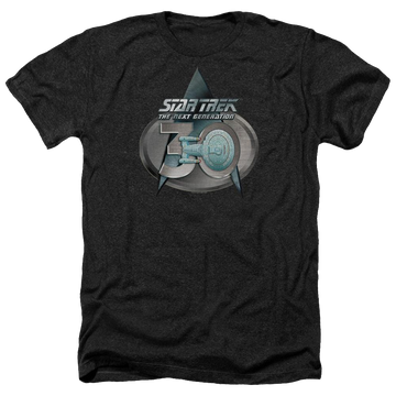Charcoal men's heather t-shirt with Star Trek Tng 30 Logo graphic