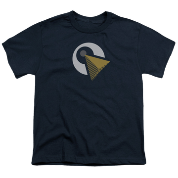 Navy youth t-shirt for ages 8 to 12 with Star Trek Discovery Vulcan Logo graphic