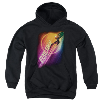 Black youth hoodie for ages 8 to 12 with Star Trek Discovery Ascent graphic