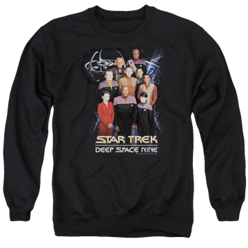 Black men's crewneck sweatshirt with Star Trek Deep Space Nine Ds9 Crew graphic
