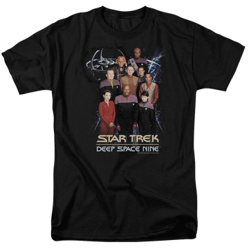 Black men's regular fit t-shirt with Star Trek Deep Space Nine Ds9 Crew graphic