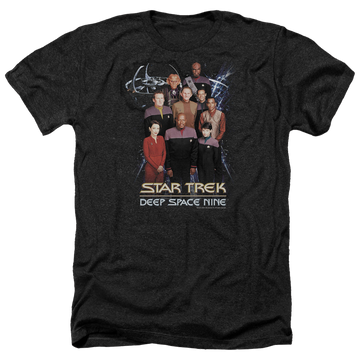Charcoal men's heather t-shirt with Star Trek Deep Space Nine Ds9 Crew graphic