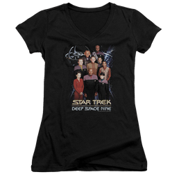 Star Trek Deep Space Nine Ds9 Crew - Juniors V-Neck T-Shirt Juniors V-Neck T-Shirt Star Trek   