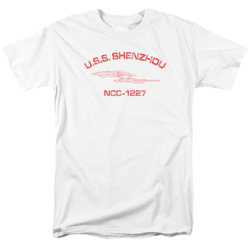 White men's regular fit t-shirt with Star Trek Shenzhou Athletic graphic
