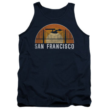 Navy men's tank with San Francisco Trek graphic