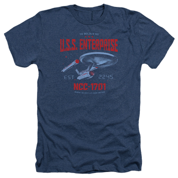 Navy men's heather t-shirt with Star Trek Stardate 2245 graphic