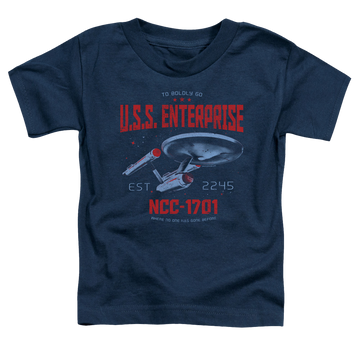 Navy toddler t-shirt with Star Trek Stardate 2245 graphic