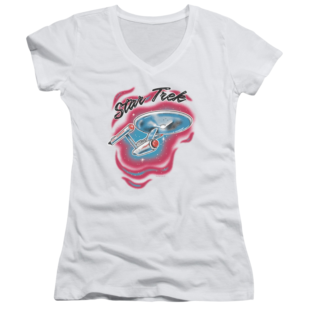 Star Trek Trek Airbrush Juniors V-Neck T-Shirt Juniors V-Neck T-Shirt Star Trek   
