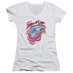Star Trek Trek Airbrush Juniors V-Neck T-Shirt Juniors V-Neck T-Shirt Star Trek   