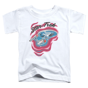 White toddler t-shirt with Star Trek Trek Airbrush graphic