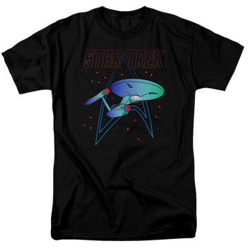 Black men's regular fit t-shirt with Star Trek Neon Trek graphic