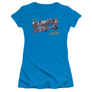 Turquoise juniors t-shirt with Hawaii Five-O Hawaii 5 0 graphic
