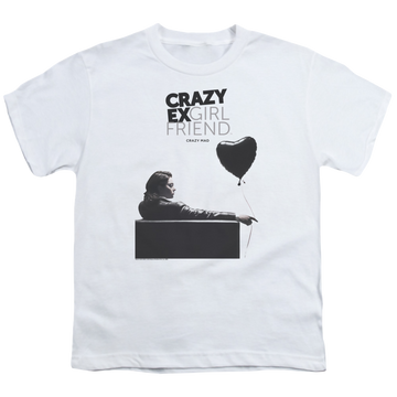 White youth t-shirt for ages 8 to 12 with Crazy Ex-Girlfriend Crazy Ex Girlfriend graphic
