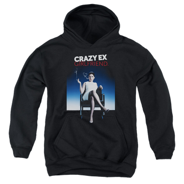 Black youth hoodie for ages 8 to 12 with Crazy Ex-Girlfriend Crazy Ex Girlfriend graphic