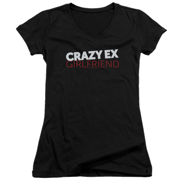 Black juniors v-neck t-shirt with Crazy Ex-Girlfriend Crazy Ex Girlfriend graphic