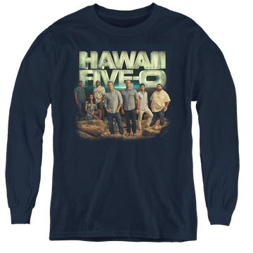 Navy youth long sleeve t-shirt with Hawaii Five-O Hawaii 5 0 graphic