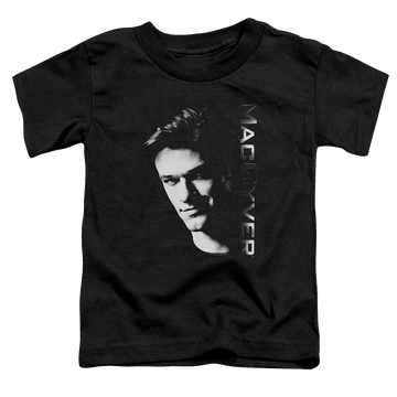Black toddler t-shirt with Macgyver graphic